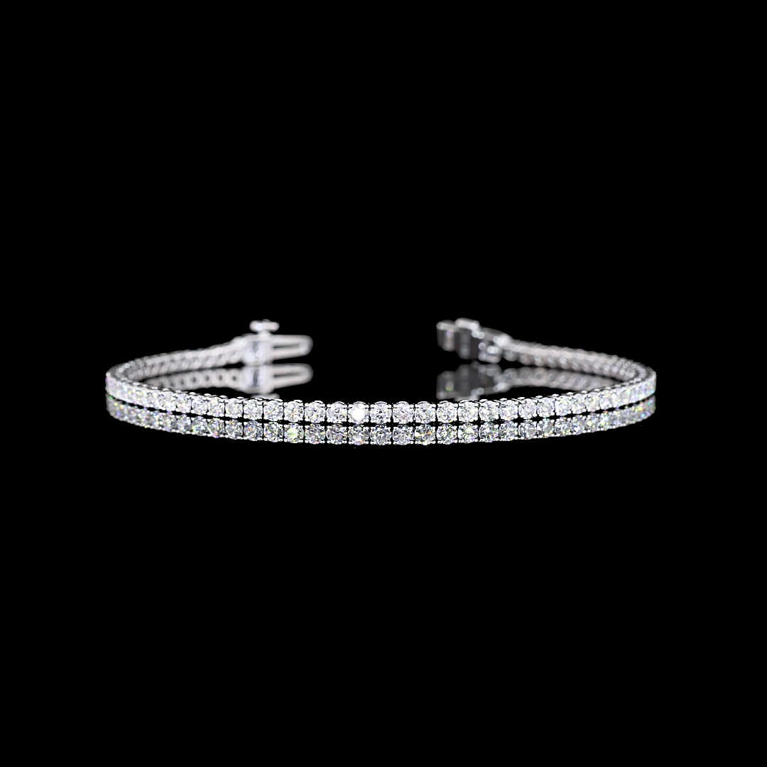 3.64 CTTW Round E VS Lab Diamond Tennis Bracelet 7" 14k White Gold