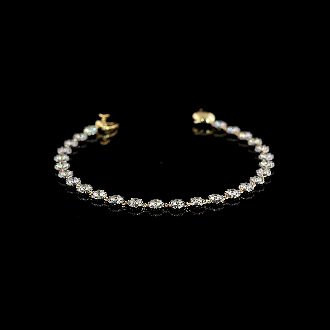 14k Yellow Gold Lab Diamond Round 3.99 CTTW Tennis Bracelet 6.5" E VS