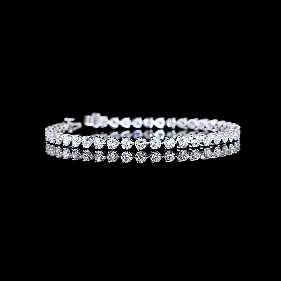 14k White Gold Lab Diamond Round 6.40 CTTW Tennis Bracelet 7.25" E VS