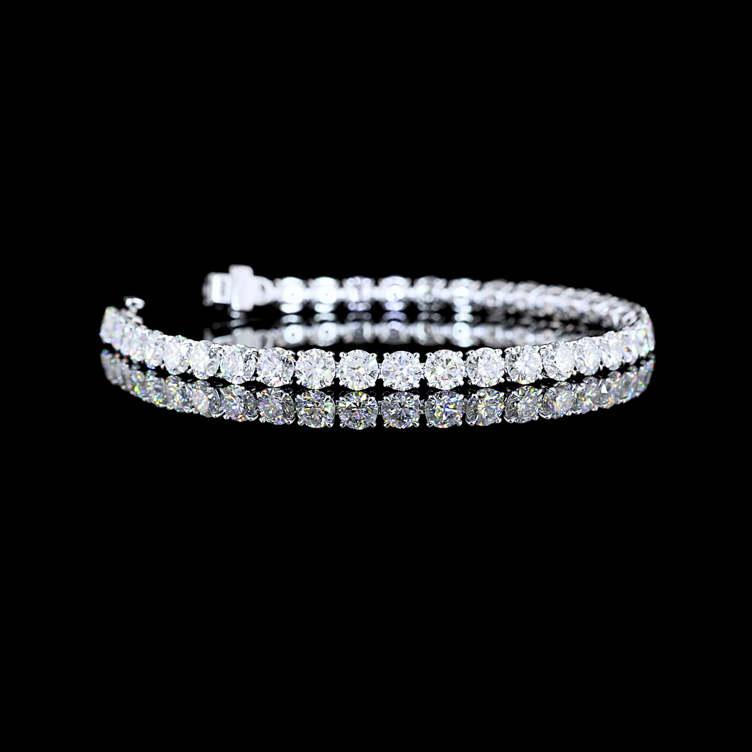 14k White Gold Lab Diamond Round 11.52 CTTW Tennis Bracelet 6.5" F VS2