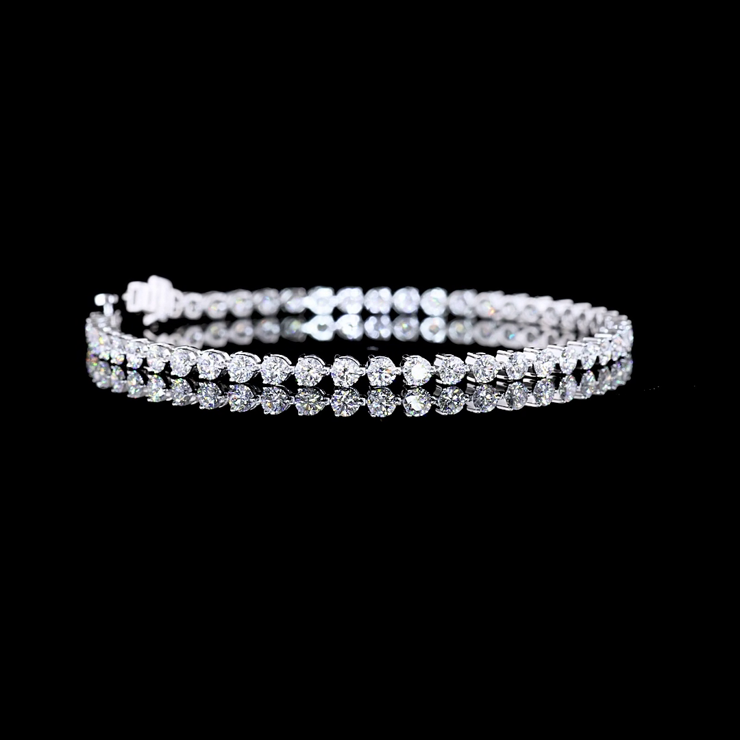 14k White Gold Lab Diamond Round 4.90 CTTW Tennis Bracelet 7.25" E VS