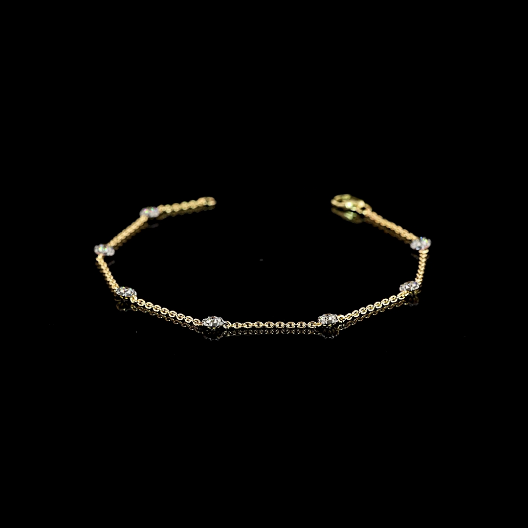 14k Yellow Gold Lab Diamond Round 0.65 CTTW Station Bracelet 6.5" F VS