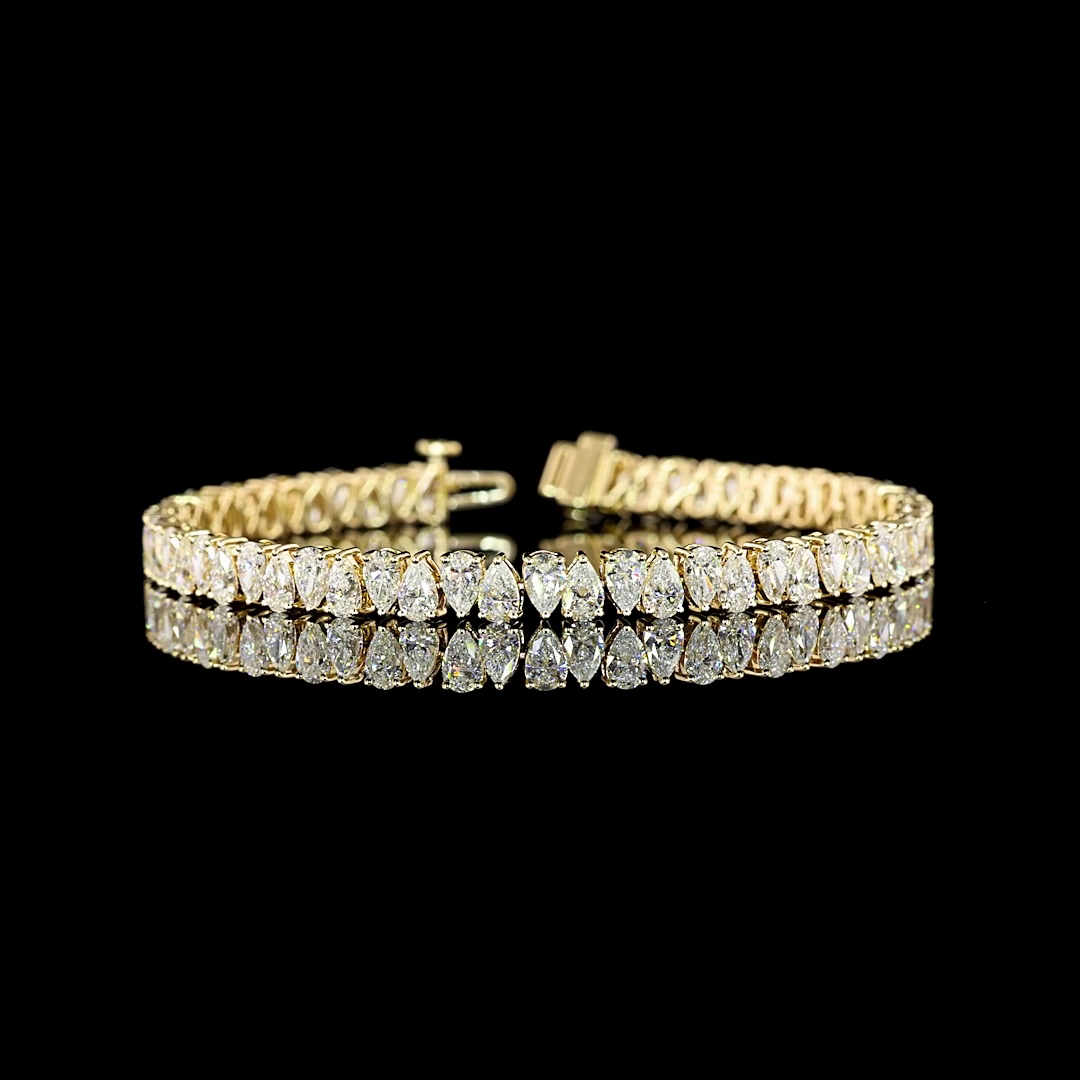 9.95 CTTW Pear Lab Diamond Tennis Bracelet 7" 14k Yellow Gold E Color and VS Clarity jewelry-spot-usa