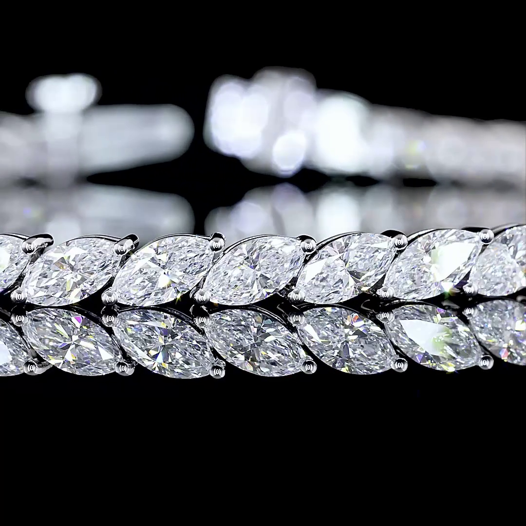 5.74 CTTW Marquise Lab Diamond Tennis Bracelet 7.25" 14k White Gold E Color and VS Clarity jewelry-spot-usa