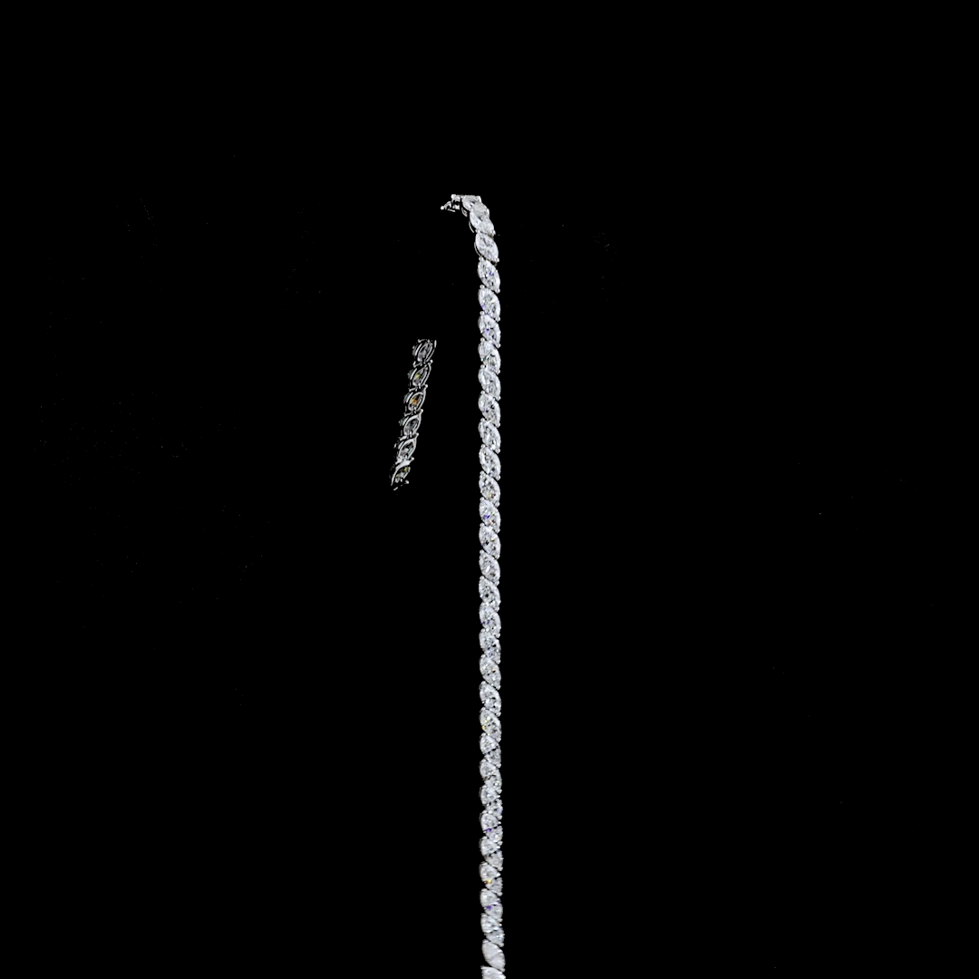 5.74 CTTW Marquise Lab Diamond Tennis Bracelet 7.25" 14k White Gold E Color and VS Clarity jewelry-spot-usa