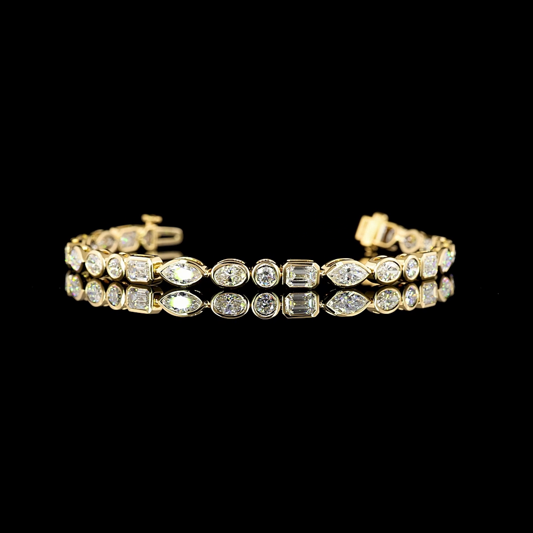 18k Yellow Gold Lab Diamond MIX 6.03 CTTW Tennis Bracelet 6" F VS2