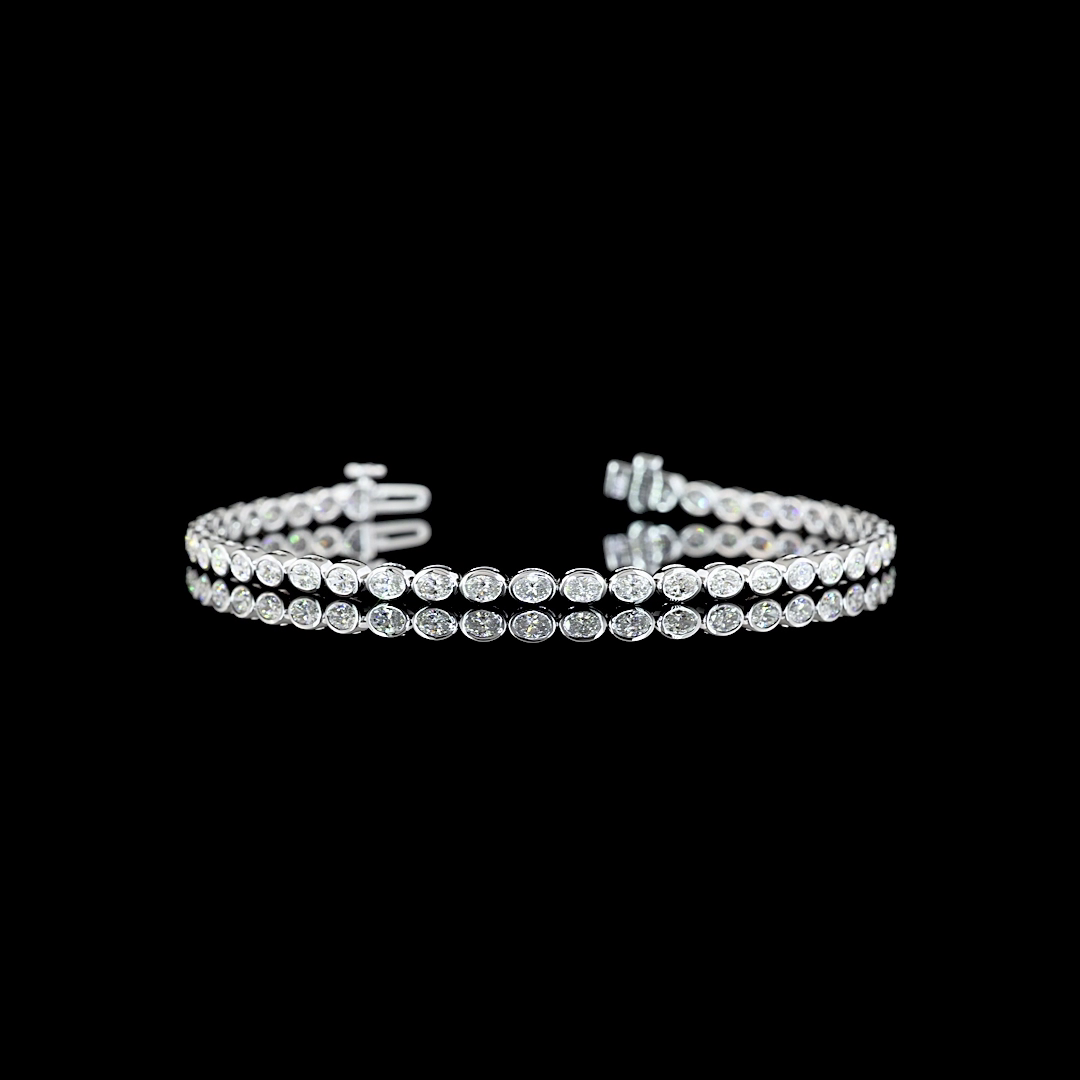2.56 CTTW Oval Lab Diamond Tennis Bracelet (E Color and VS Clarity)