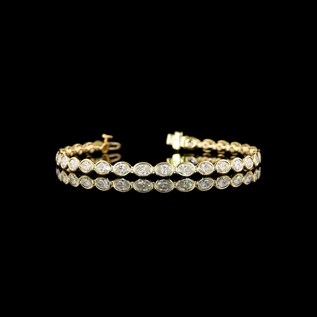 5.79 CTTW Oval E VS Lab Diamond Tennis Bracelet 6.5" 14k Yellow Gold