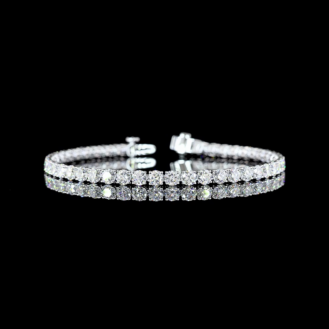 9.09 CTTW Round Lab Diamond Tennis Bracelet 7" 14k White Gold (E Color and VS Clarity)