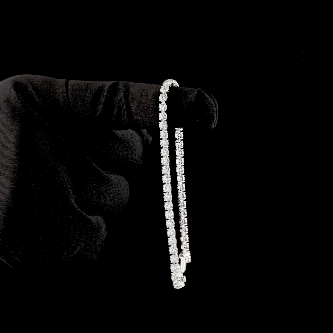9.09 CTTW Round Lab Diamond Tennis Bracelet 7" 14k White Gold (E Color and VS Clarity)