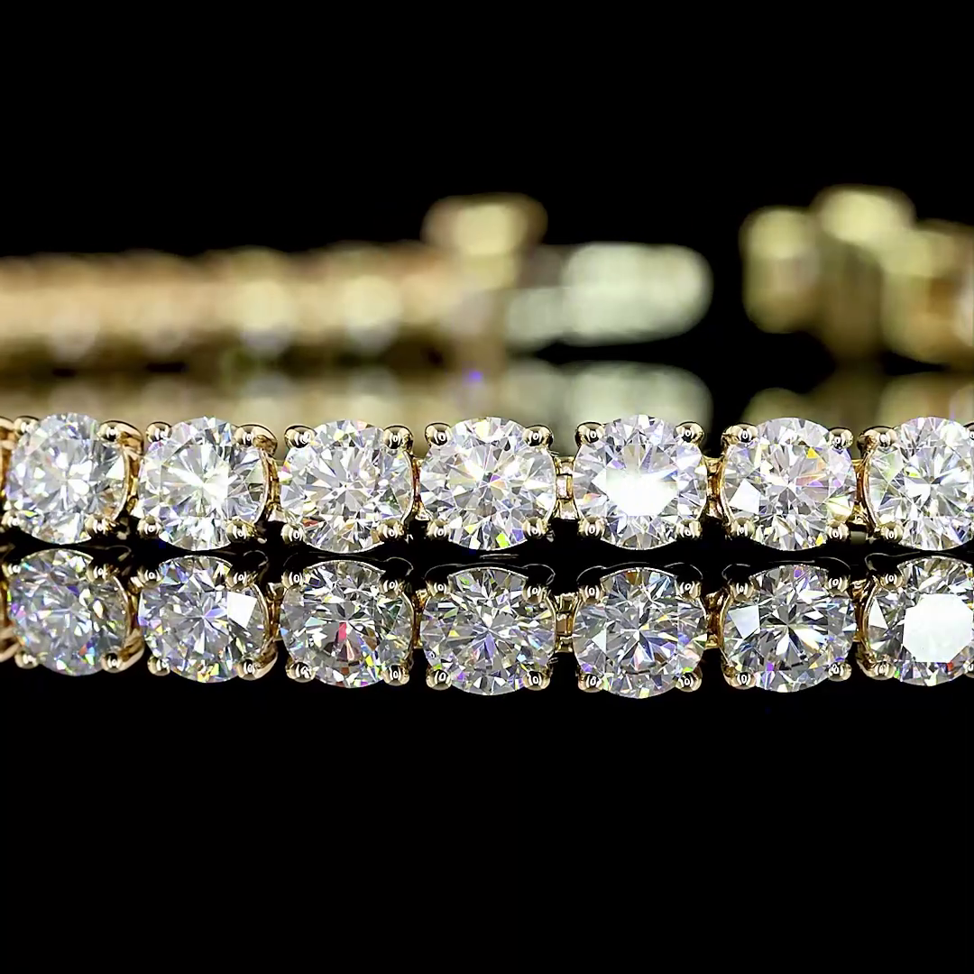 7.17 CTTW Round Lab Diamond Tennis Bracelet 7" 14k Yellow Gold E Color and VS Clarity jewelry-spot-usa