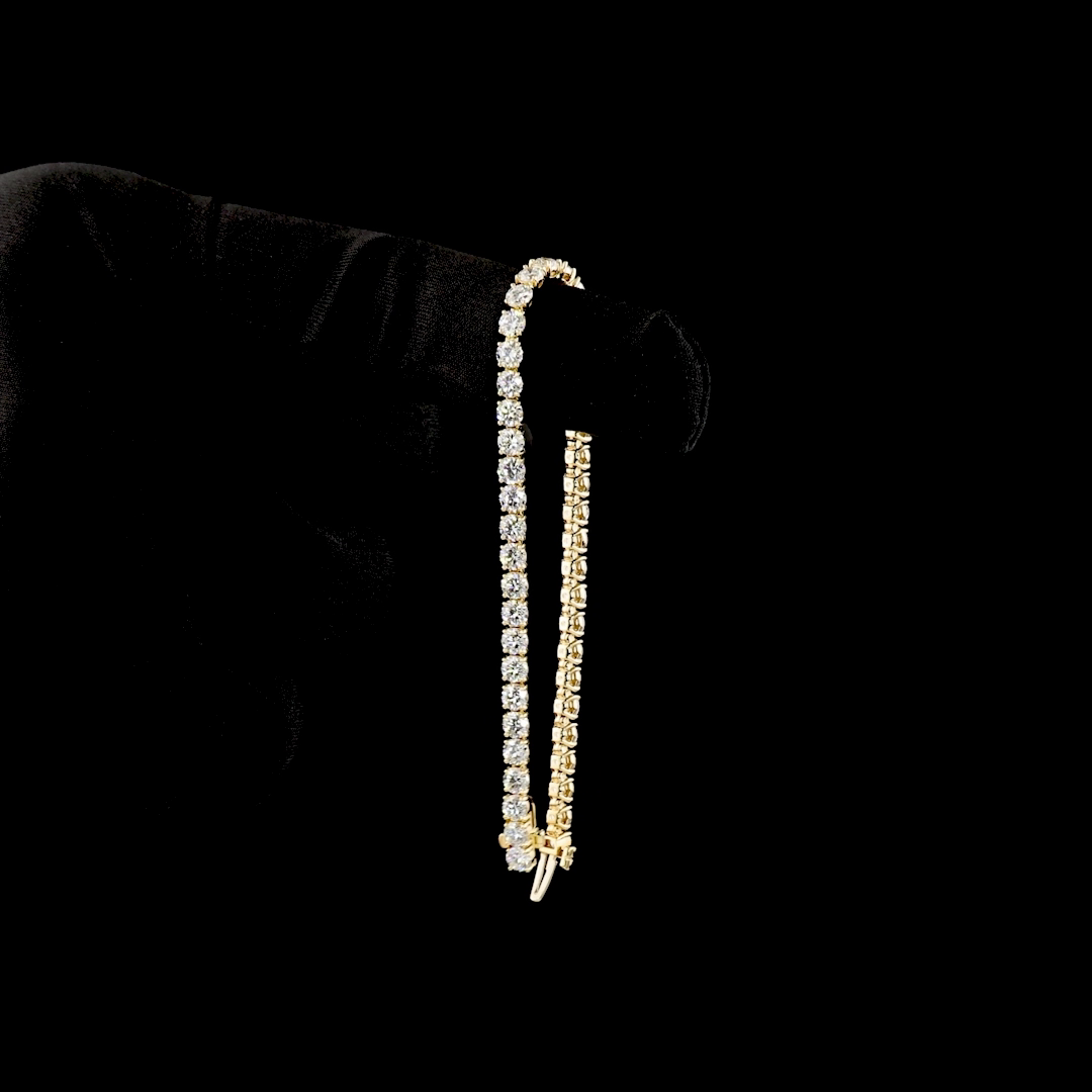 7.10 CTTW Round Lab Diamond Tennis Bracelet 6.5" 14k Yellow Gold (E Color and VS Clarity)