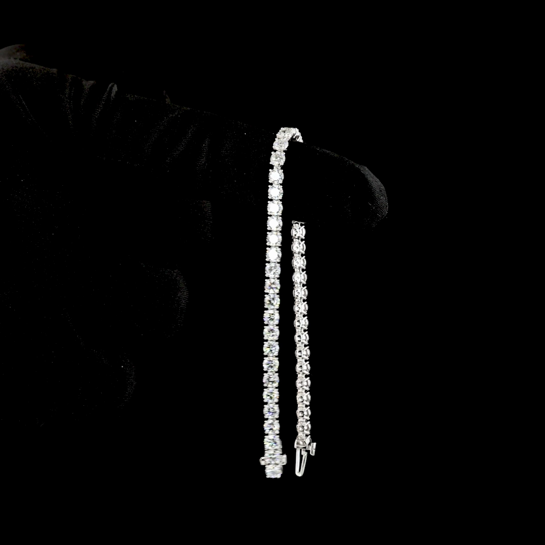 7.21 CTTW Round Lab Diamond Tennis Bracelet 6.5" 14k White Gold (E Color and VS Clarity)