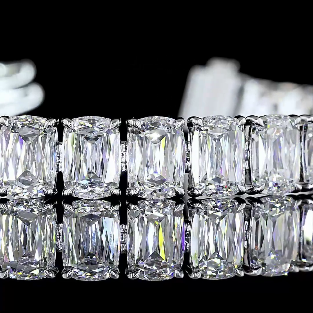 33.56 CTTW Radiant Modified Lab Diamond Tennis Bracelet 6.5" 14k White Gold E Color and VVS1 Clarity jewelry-spot-usa