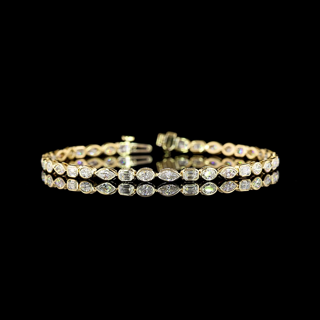 3.51 CTTW MIX Lab Diamond Tennis Bracelet 7" 14k Yellow Gold (E Color and VS Clarity)