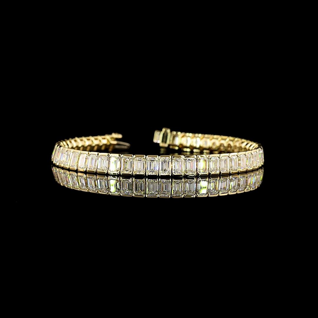 15.86 CTTW Emerald Lab Diamond Tennis Bracelet 7" 14k Yellow Gold E Color and VS Clarity jewelry-spot-usa