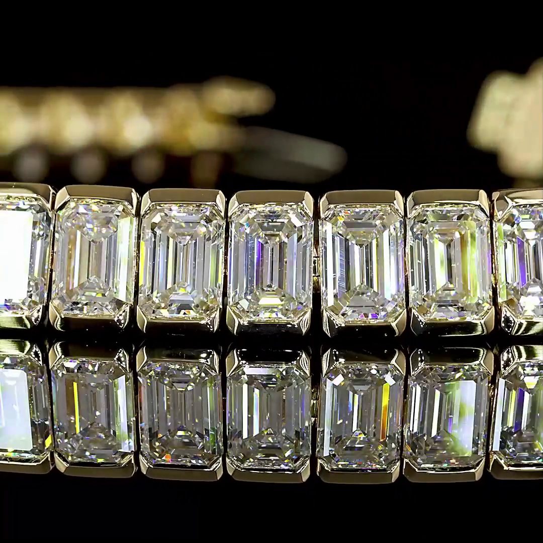 15.86 CTTW Emerald Lab Diamond Tennis Bracelet 7" 14k Yellow Gold E Color and VS Clarity jewelry-spot-usa