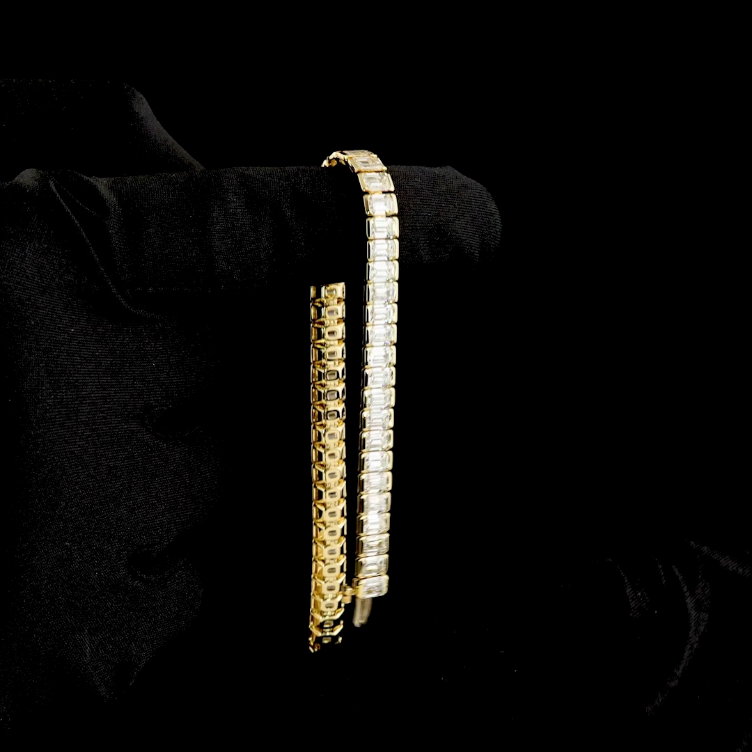 15.86 CTTW Emerald Lab Diamond Tennis Bracelet 7" 14k Yellow Gold E Color and VS Clarity jewelry-spot-usa