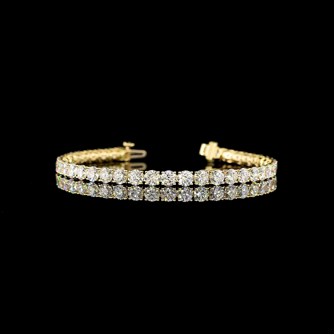 10.31 CTTW Round Lab Diamond Tennis Bracelet 6.5" 14k Yellow Gold (E Color and VS Clarity)