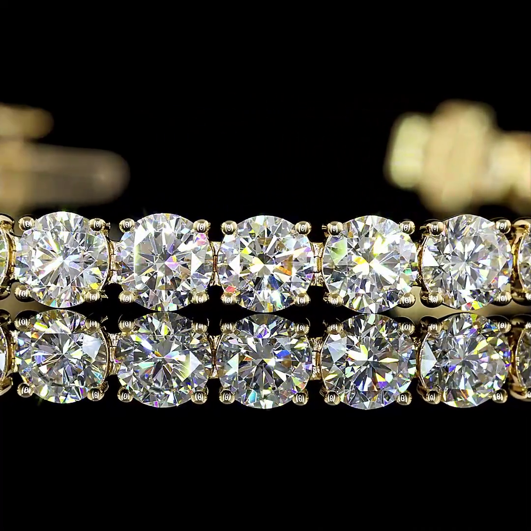 10.31 CTTW Round Lab Diamond Tennis Bracelet 6.5" 14k Yellow Gold (E Color and VS Clarity)
