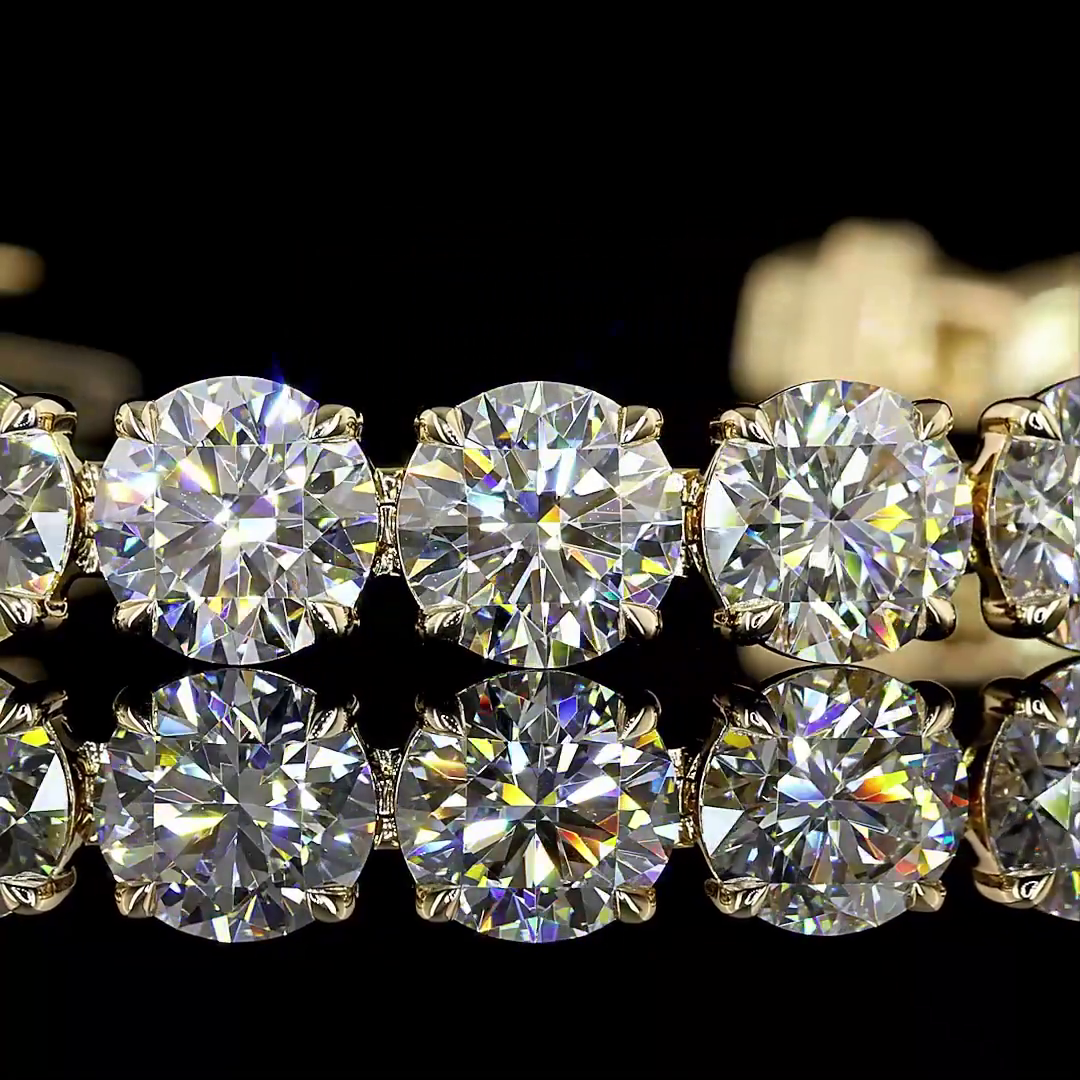 26.04 CTTW Round Lab Diamond Tennis Bracelet 6.5" 14k Yellow Gold E Color and VS1 Clarity jewelry-spot-usa