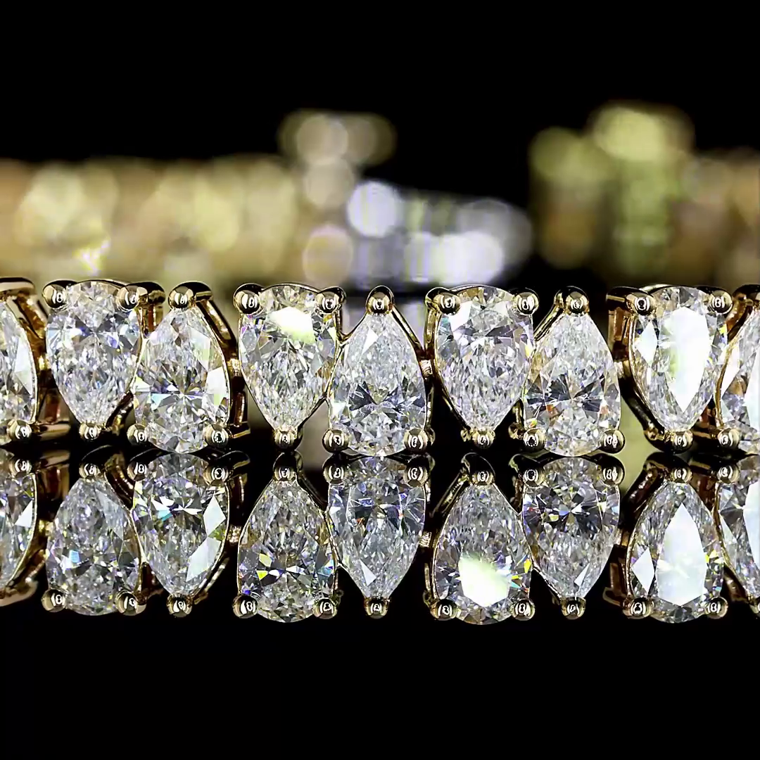 6.89 CTTW Pear Lab Diamond Tennis Bracelet (E Color and VS Clarity)
