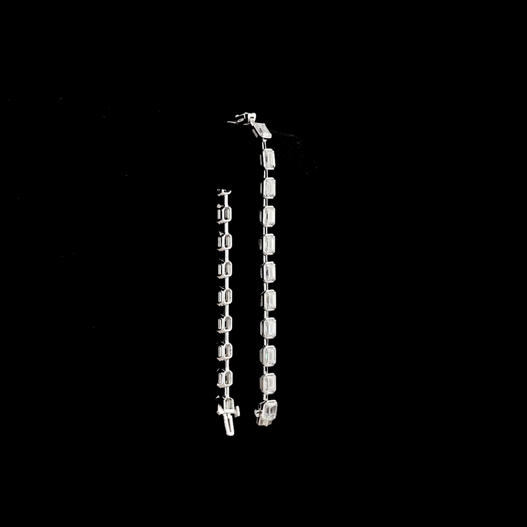 7.33 CTTW Emerald Lab Diamond Station Bracelet 7" 14k White Gold E Color and VS1 Clarity jewelry-spot-usa