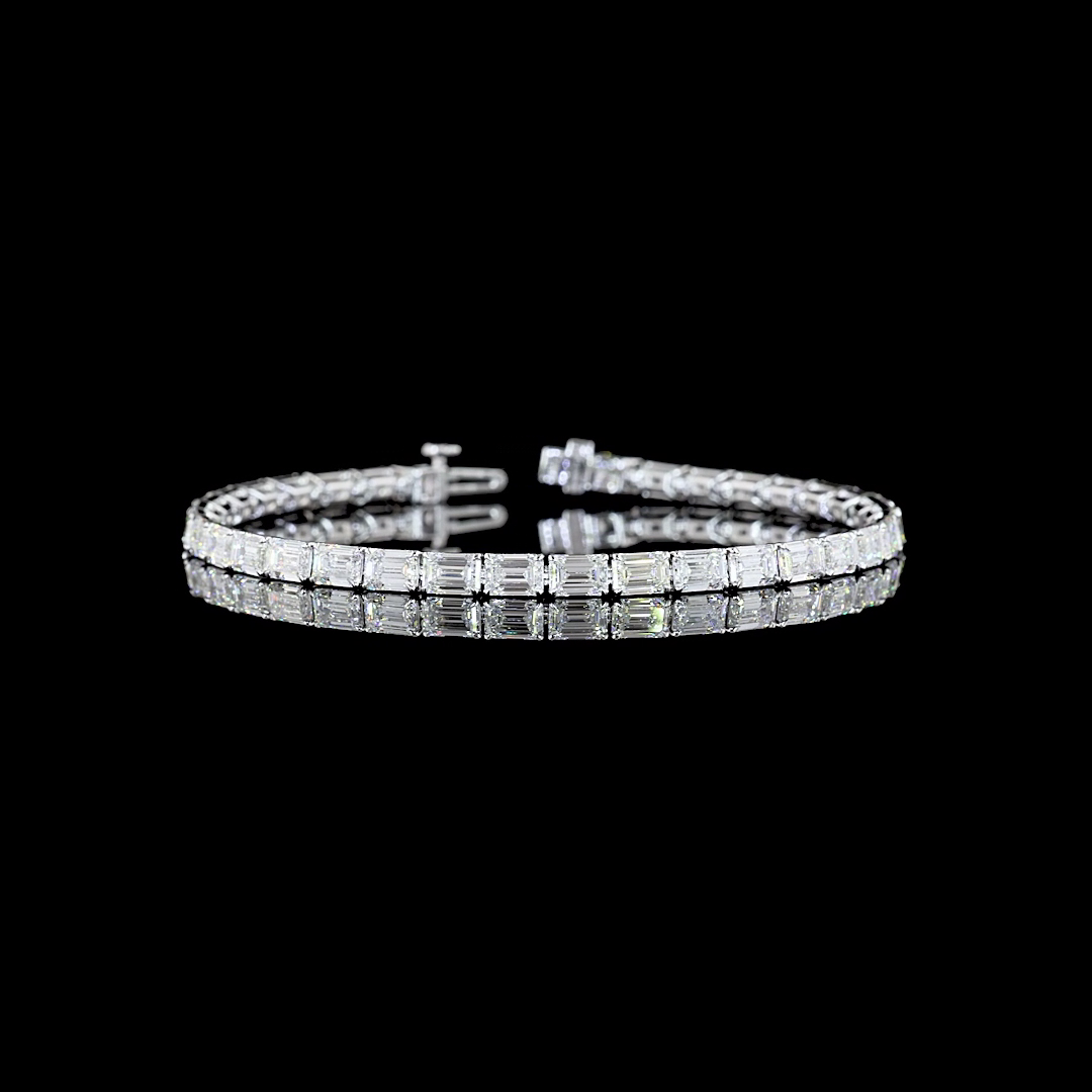 11.36 CTTW Emerald Lab Diamond Tennis Bracelet 7" 14k White Gold E Color and VS Clarity jewelry-spot-usa