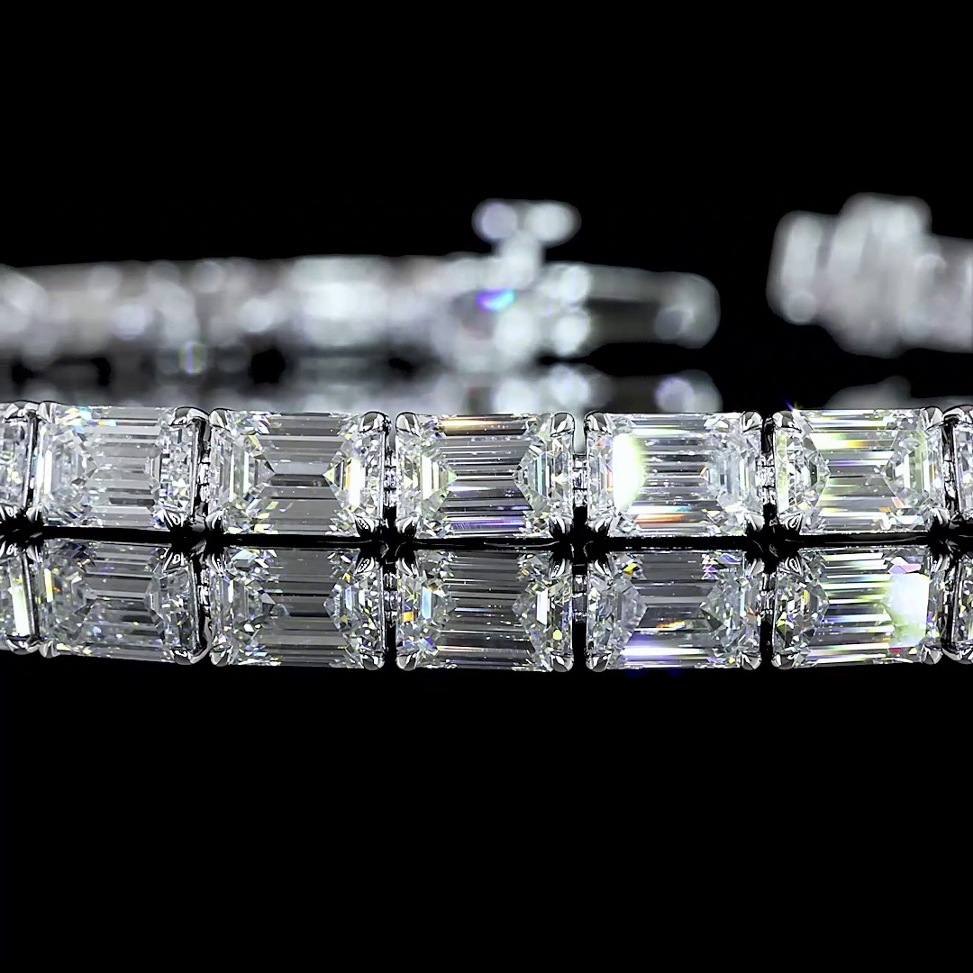 11.36 CTTW Emerald Lab Diamond Tennis Bracelet 7" 14k White Gold E Color and VS Clarity jewelry-spot-usa