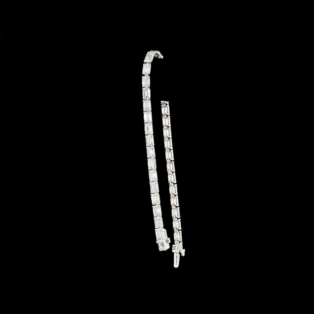 11.36 CTTW Emerald Lab Diamond Tennis Bracelet 7" 14k White Gold E Color and VS Clarity jewelry-spot-usa