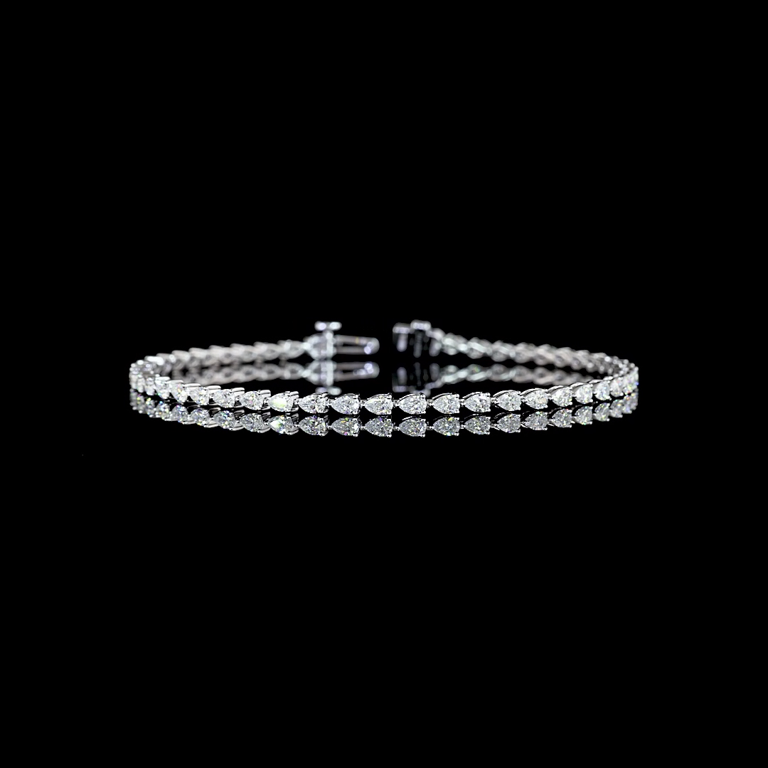 2.62 CTTW Pear Lab Diamond Tennis Bracelet 7" 14k White Gold E Color and VS1 Clarity jewelry-spot-usa