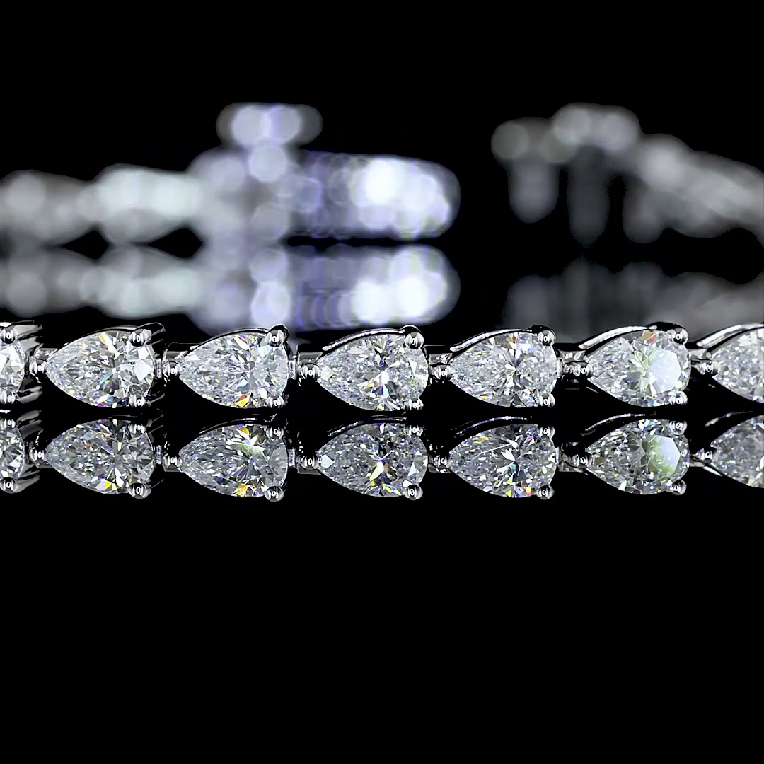 2.62 CTTW Pear Lab Diamond Tennis Bracelet 7" 14k White Gold E Color and VS1 Clarity jewelry-spot-usa