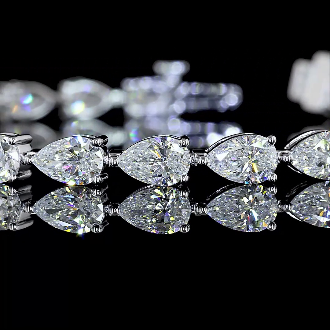 9.21 CTTW Pear Lab Diamond Tennis Bracelet 7" 14k White Gold E Color and VS Clarity jewelry-spot-usa