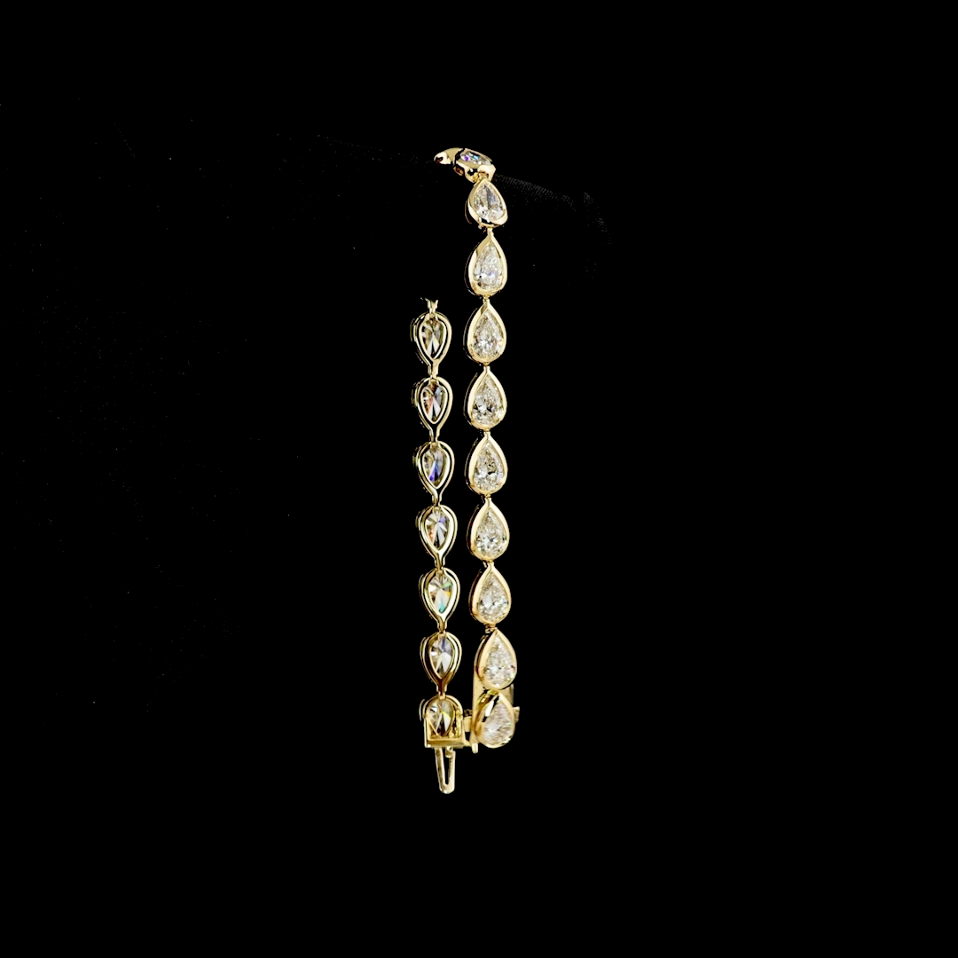 10.52 CTTW Pear Lab Diamond Tennis Bracelet 7" 14k Yellow Gold D Color and VS1 Clarity jewelry-spot-usa