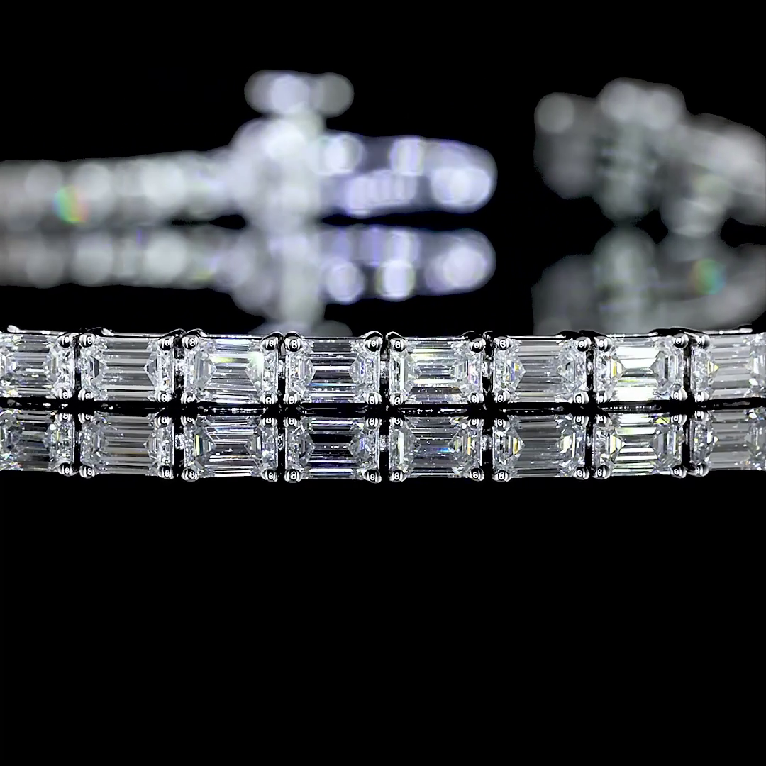 2.98 CTTW Emerald Lab Diamond Tennis Bracelet 7" 14k White Gold E Color and VS Clarity jewelry-spot-usa