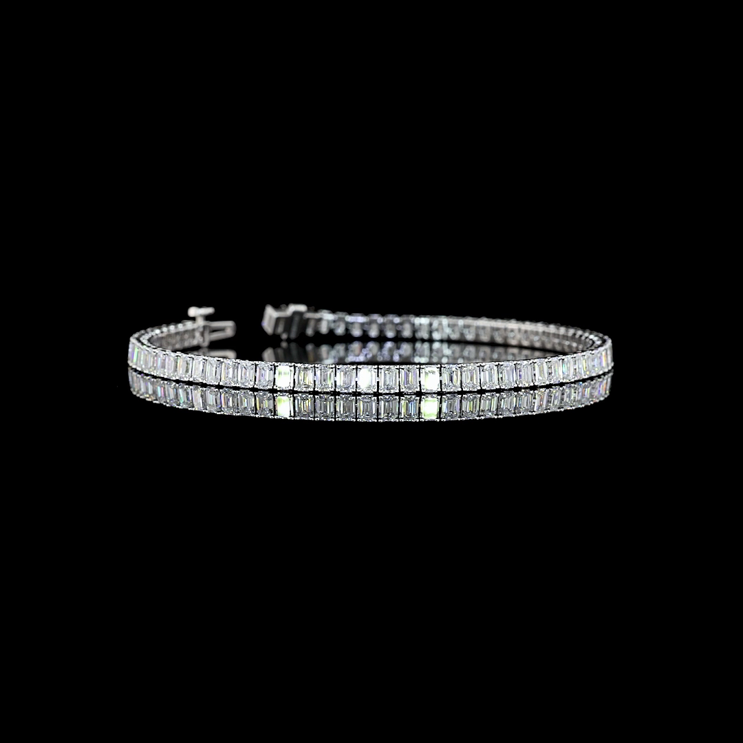 6.91 CTTW Emerald Lab Diamond Tennis Bracelet 7" 14k White Gold E Color and VS Clarity jewelry-spot-usa