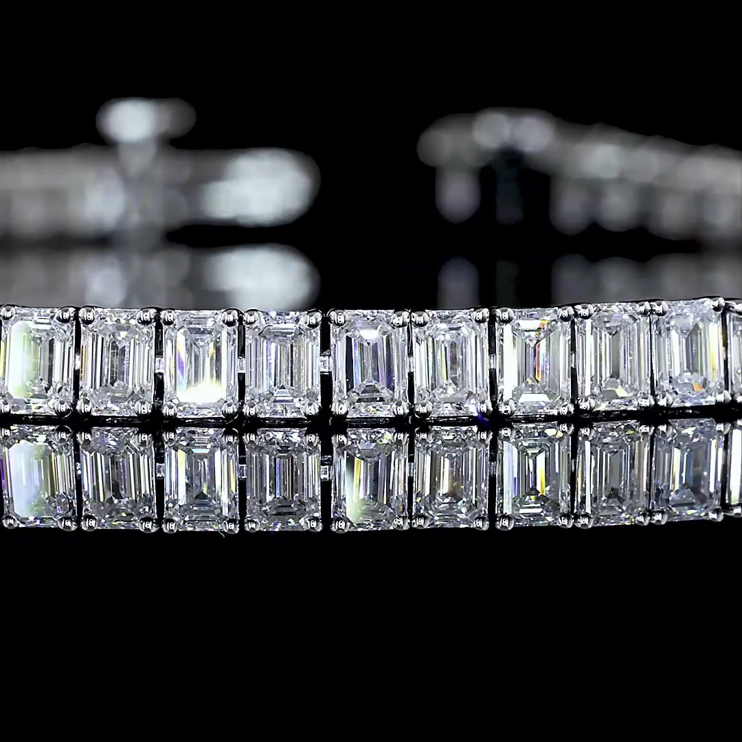 6.91 CTTW Emerald Lab Diamond Tennis Bracelet 7" 14k White Gold E Color and VS Clarity jewelry-spot-usa