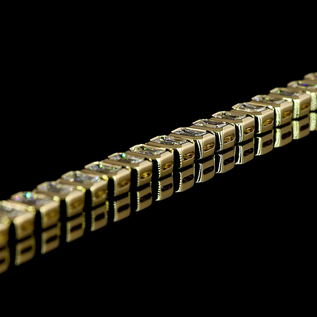 5.08 CTTW Emerald Lab Diamond Tennis Bracelet 7" 14k Yellow Gold E Color and VS Clarity jewelry-spot-usa