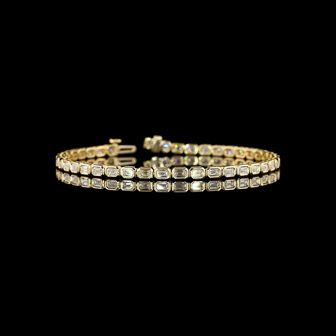 3.93 CTTW Emerald Lab Diamond Tennis Bracelet 7" 14k Yellow Gold E Color and VS Clarity jewelry-spot-usa