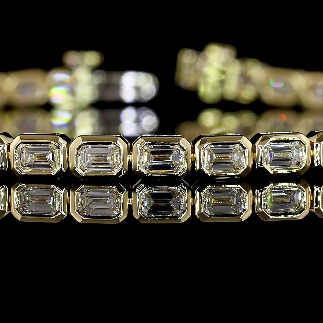 3.93 CTTW Emerald Lab Diamond Tennis Bracelet 7" 14k Yellow Gold E Color and VS Clarity jewelry-spot-usa