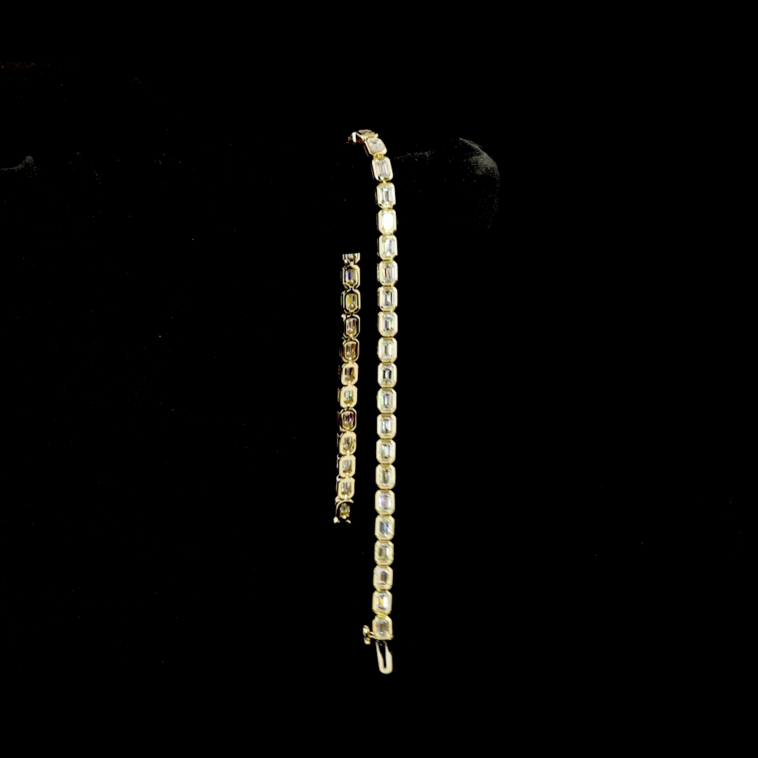3.93 CTTW Emerald Lab Diamond Tennis Bracelet 7" 14k Yellow Gold E Color and VS Clarity jewelry-spot-usa