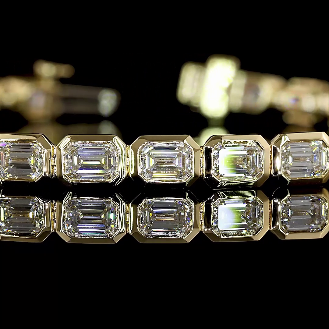 6.42 CTTW Emerald Lab Diamond Tennis Bracelet 7" 14k Yellow Gold E Color and VS Clarity jewelry-spot-usa