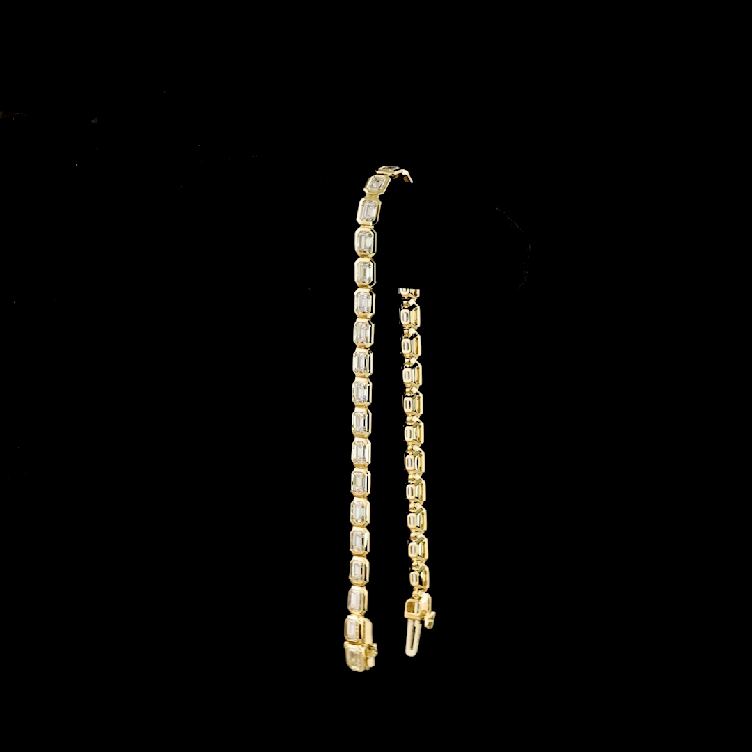 6.42 CTTW Emerald Lab Diamond Tennis Bracelet 7" 14k Yellow Gold E Color and VS Clarity jewelry-spot-usa