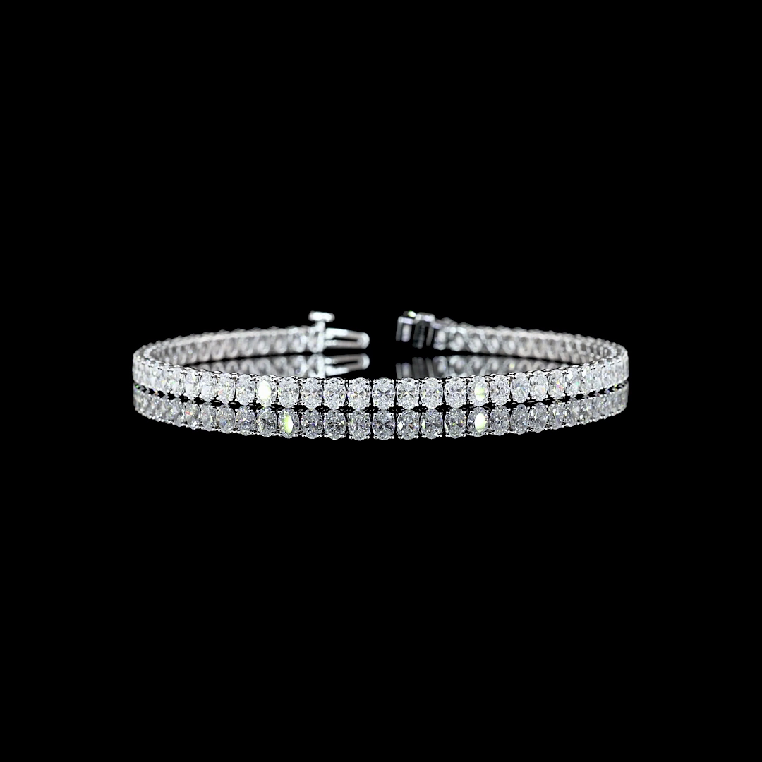 6.16 CTTW Oval Lab Diamond Tennis Bracelet 7" 14k White Gold E Color and VS Clarity jewelry-spot-usa