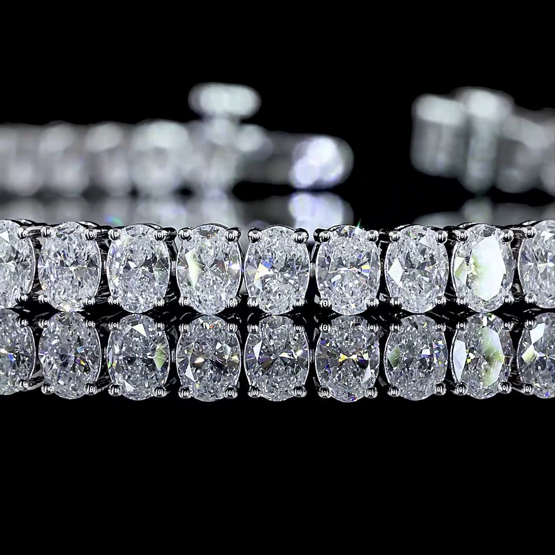 6.16 CTTW Oval Lab Diamond Tennis Bracelet 7" 14k White Gold E Color and VS Clarity jewelry-spot-usa