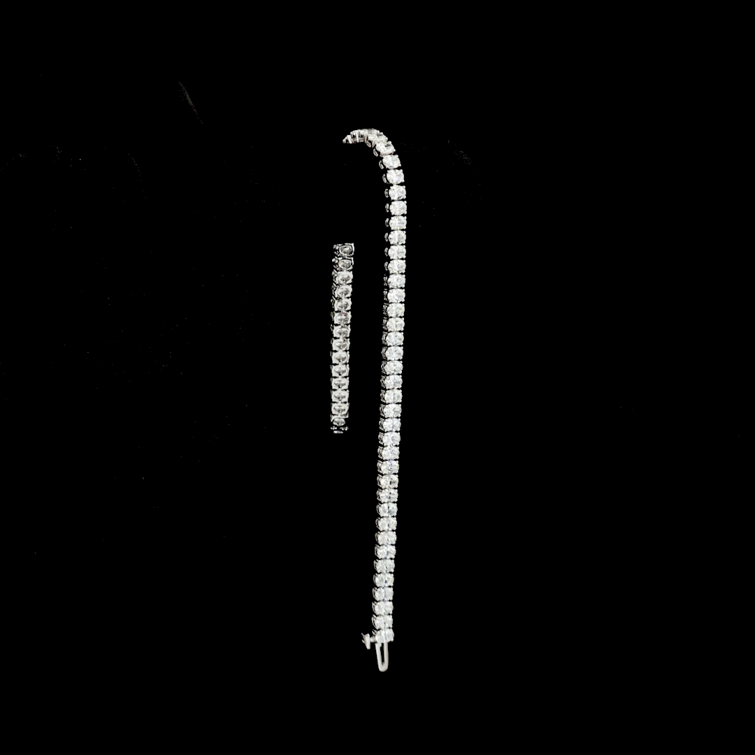 6.16 CTTW Oval Lab Diamond Tennis Bracelet 7" 14k White Gold E Color and VS Clarity jewelry-spot-usa