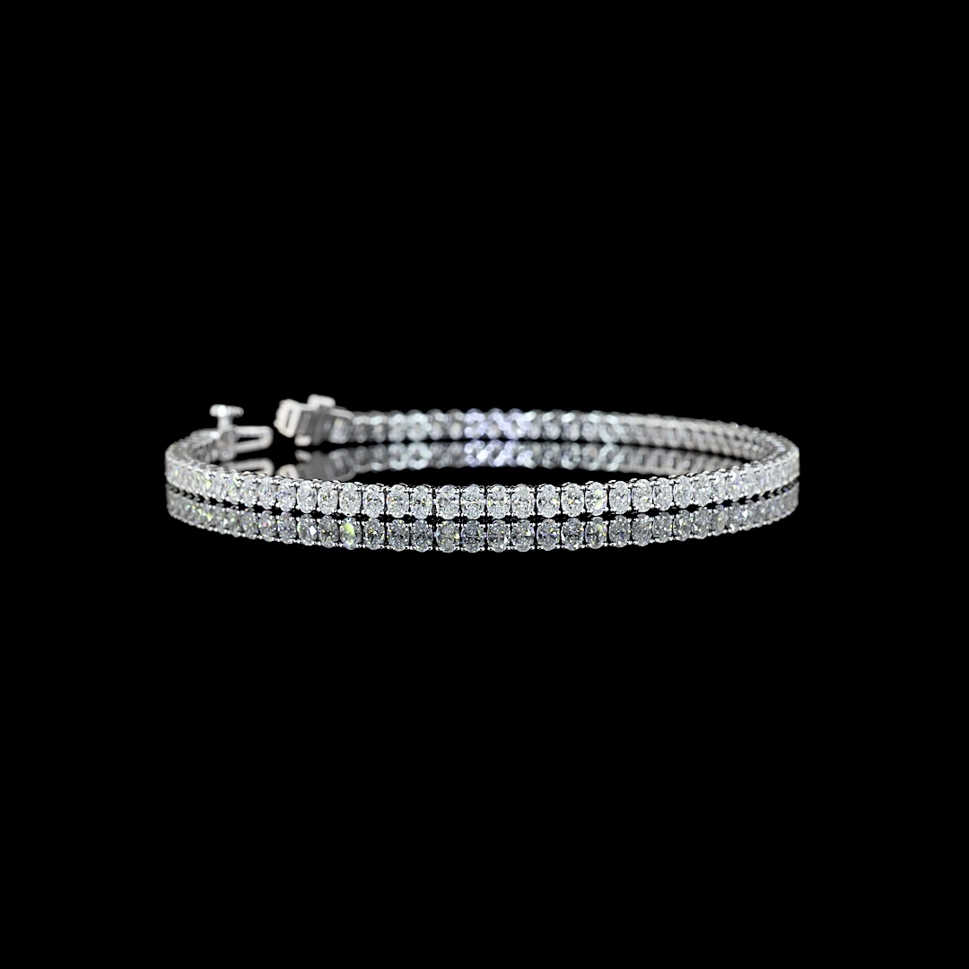 4.18 CTTW Oval Lab Diamond Tennis Bracelet 7" 14k White Gold E Color and VS Clarity jewelry-spot-usa