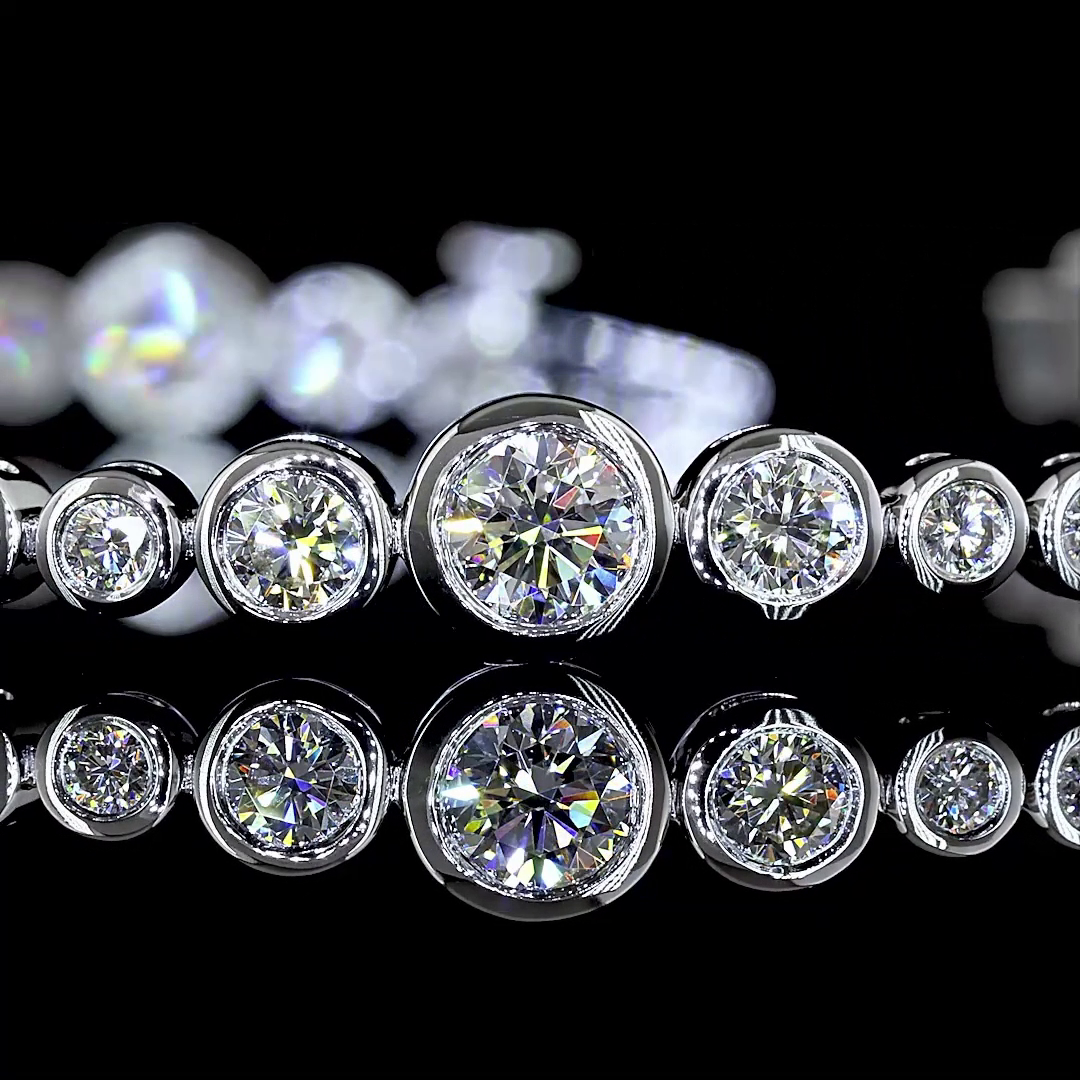 4.17 CTTW Round Lab Diamond Station Line Tennis Bracelet (E Color and VS Clarity)