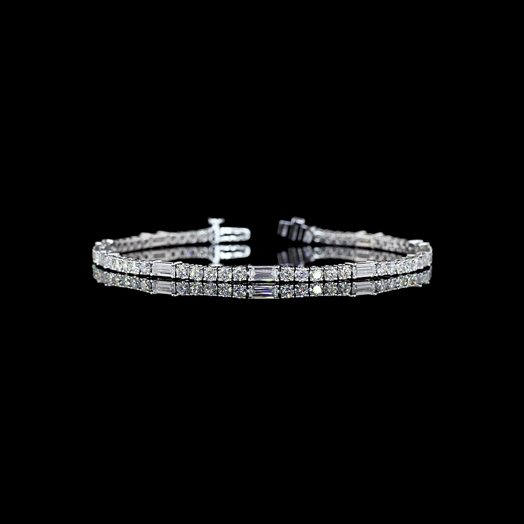 4.23 CTTW MIX Lab Diamond Station Line Tennis Bracelet 7" 14k White Gold