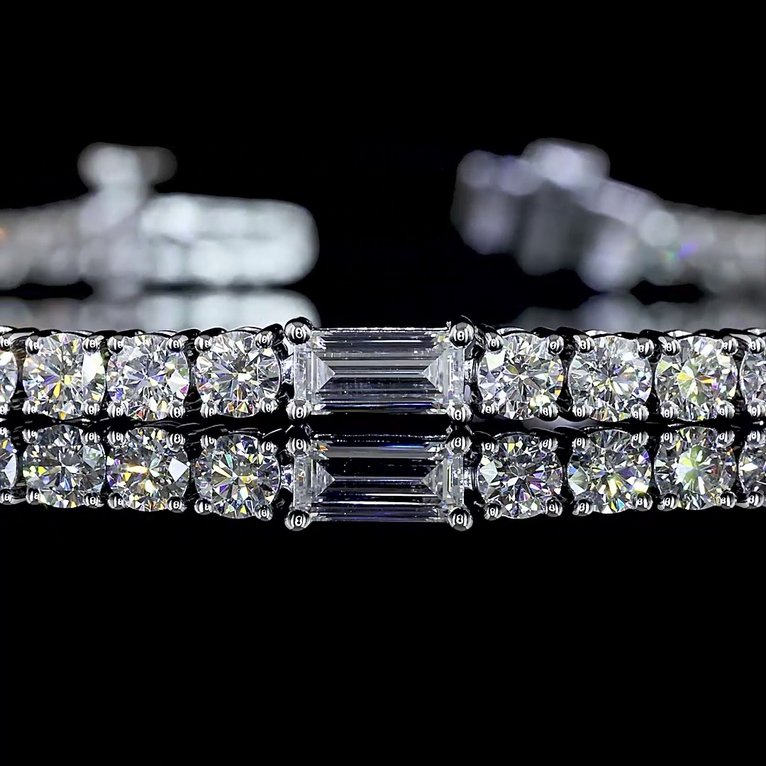4.23 CTTW MIX Lab Diamond Station Line Tennis Bracelet 7" 14k White Gold
